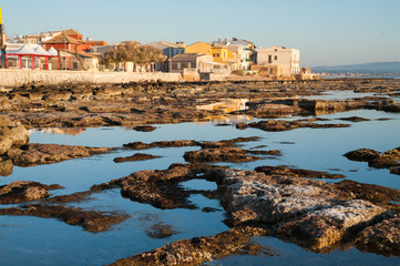 Wall Mural - Fishing village at dawn