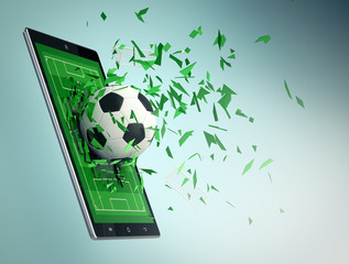 Wall Mural - soccer and new communication technology