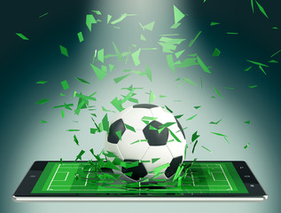 Wall Mural - soccer and new communication technology