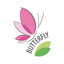 Vector Logo Pink Butterfly And Petals