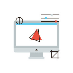 Aufkleber - Computer graphics flat line icon concept