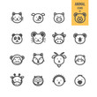 Animal face icons set. Vector illustration.