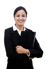 Sticker - Young businesswoman holding file