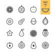 Fruit icons set. Sliced fruit. Vector illustration.