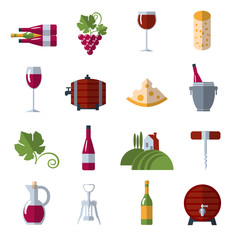 Sticker - Wine flat icons set