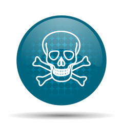 skull blue glossy web icon