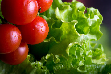 Wall Mural - Fresh cherry tomatoes and green salad