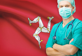 Wall Mural - Surgeon with national flag on background series - Isle of Man