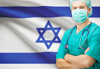 Wall Mural - Surgeon with national flag on background series - Israel