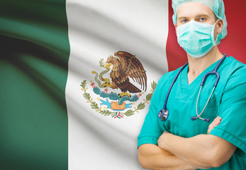 Wall Mural - Surgeon with national flag on background series - Mexico