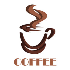 Wall Mural - 3D steaming coffee cup symbol