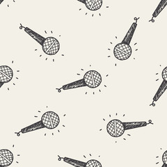 Sticker - doodle microphone seamless pattern background