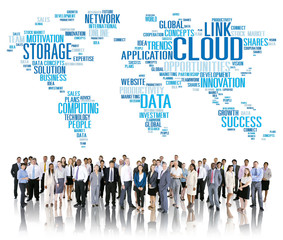 Wall Mural - Link Cloud Computing Technology Data Information Concept