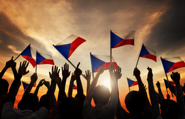 Poster - Silhouettes People Holding Flag Philippines Concept