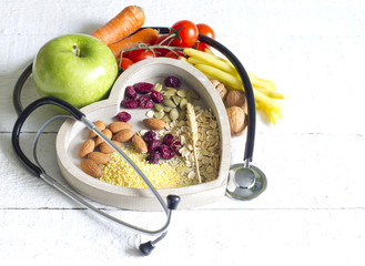 Wall Mural - Healthy  food in heart diet abstract concept
