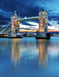 Tower Bridge in London, UK, by night
