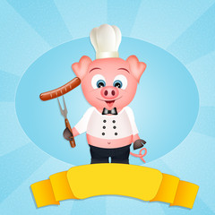 Wall Mural - pig chef