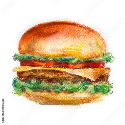 Fototapeta do kuchni hamburger, burger on a white background. fast food