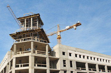 the construction of modern concrete-reinforced concrete building