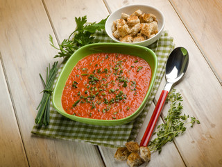 Wall Mural - gazpacho with sliced bread