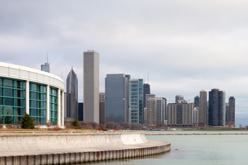 Fototapete - Chicago Skyline and Shedd Aquarium
