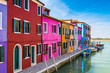 Painted houses of Burano, in the Venetian Lagoon, Italy.