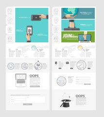 Wall Mural - website template with concept icons for business company