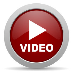 Aufkleber - video red glossy web icon