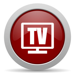 Aufkleber - tv red glossy web icon
