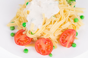 Poster - Tasty italian pasta with white sauce.