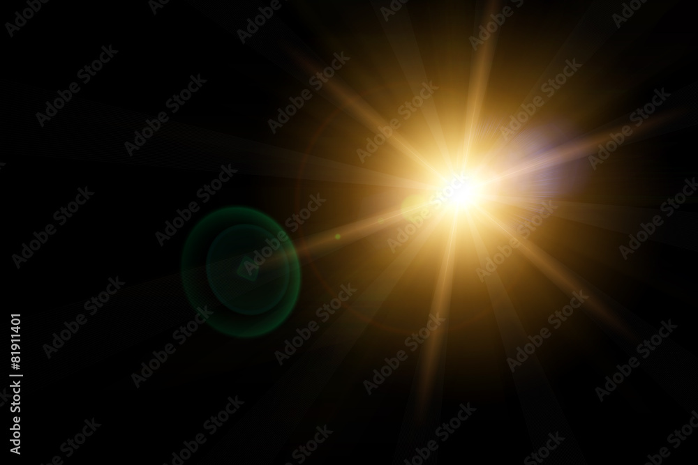 Vector star, sun with lens flare. - obrazy, fototapety, plakaty 