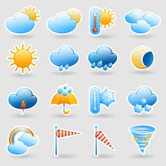 Wall Mural - weather forecast symbols icons set
