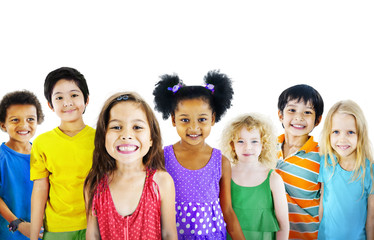 Sticker - Ethnicity Diversity Group Kids Friendship Cheerful Concept