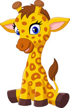 Cartoon Baby Giraffe Sitting