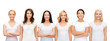© Syda Productions - group of smiling women in blank white t-shirts