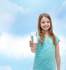 Sticker - smiling little girl giving glass of water