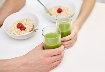 Poster - close up of couple having breakfast at home