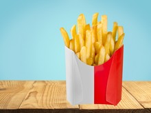French. French Fries In A Red Carton Box Isolated On White
