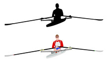 Rower Silhouette And Illustration - Vector