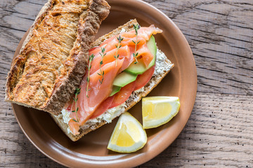 Sticker - Sandwich with salmon, avocado and tomatoes