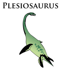 Plesiosaurus Dinosaur Colored Vector Illustration
