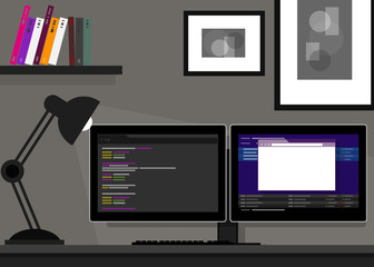 dual two monitor programming coding web