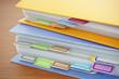 Pile of colorful binders