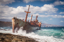 Abandoned Shipwreck On Andros, Greece