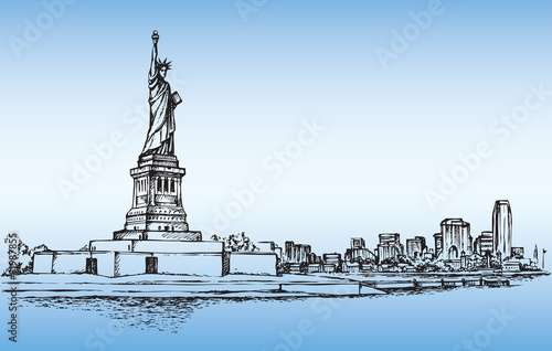 Naklejka na kafelki Statue of Liberty. Vector sketch