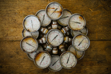 old pressure gauge or damage pressure gauge of oil and gas