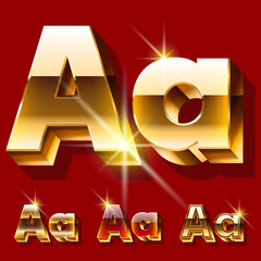 Vector set of deluxe sparkling gold font. Letter A