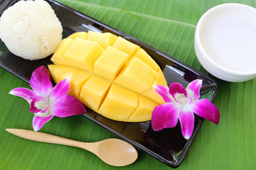 Wall Mural - Ripe mango sticky rice.