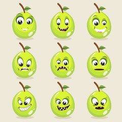 Wall Mural - Set of different expressions with fruits.