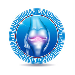 Wall Mural - Leg knee joint in the round blue shape